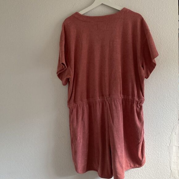 Madewell MWL Terry Cloth Pink Short Sleeve Romper XL - Picture 9 of 10